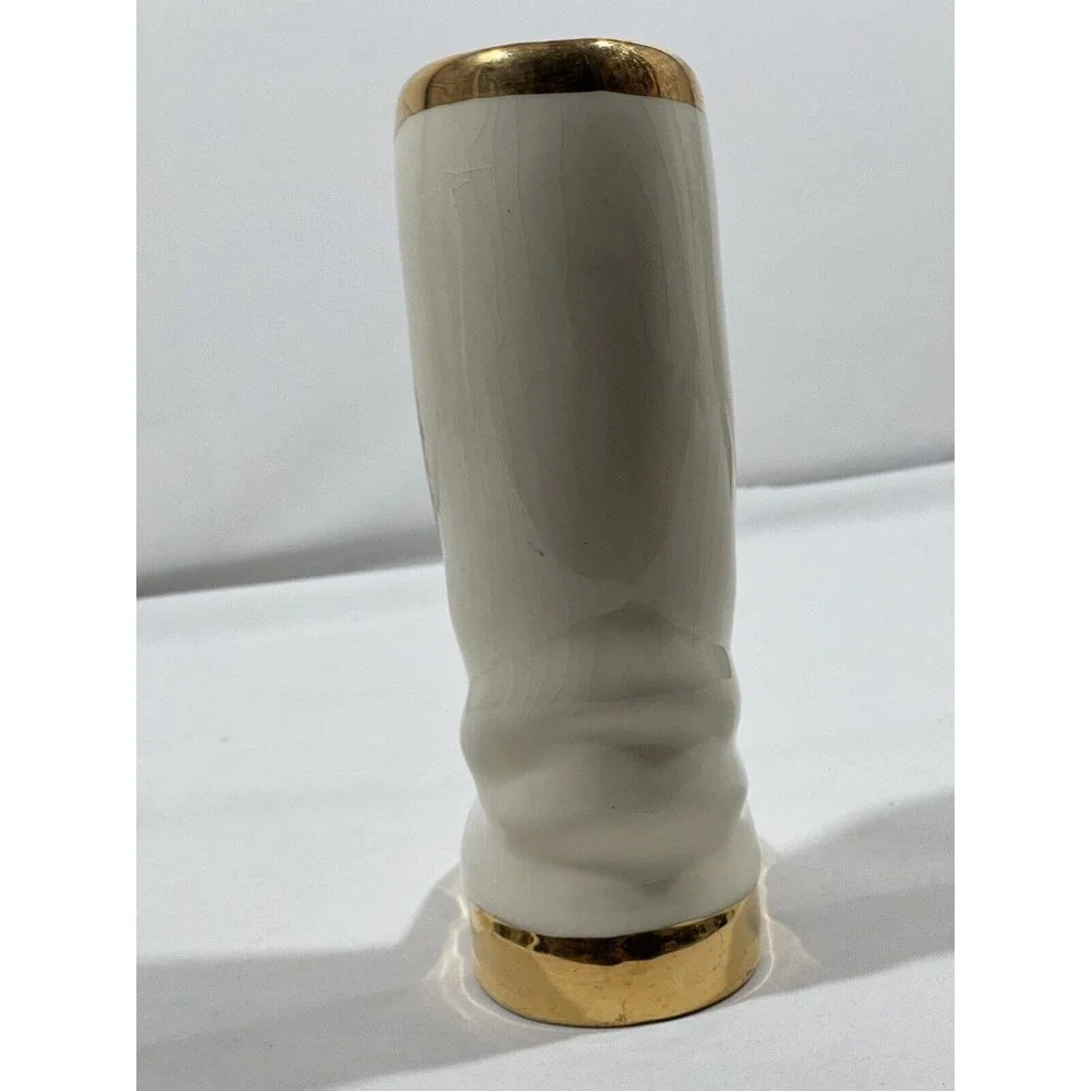 Vintage Ceramic Boot Vase Planter Hand Painted Cottagecore Farmhouse Garden